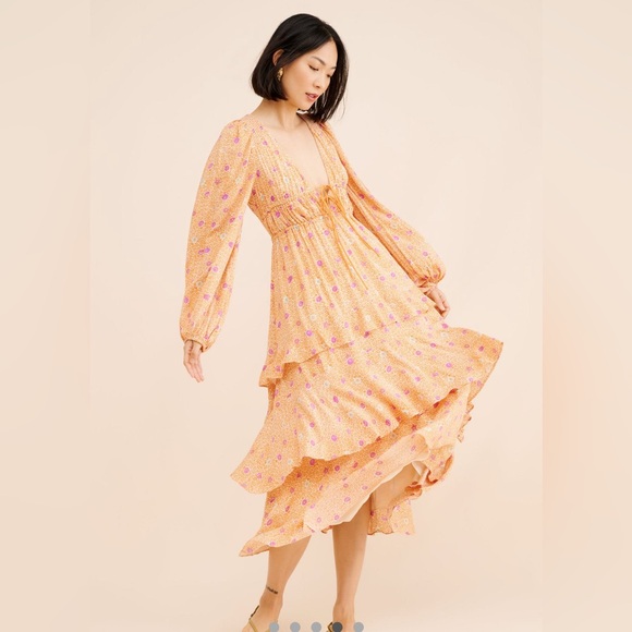 Free People Dresses & Skirts - Free People Orange Floral Maxi Dress, Tried and True, large
